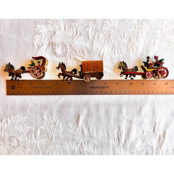 Set of 3 Miniature Vintage Japan Stagecoach Wagon Surrey Buggy Cart with Horses. - Picture 7 of 10